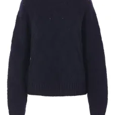 Вязаный шерстяной свитер с ромбовидным узором