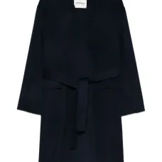 Пальто миди с запахом и поясом