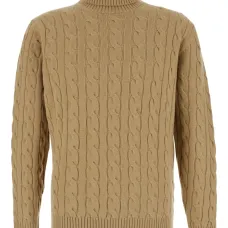 Свитер фактурной вязки с высоким воротником