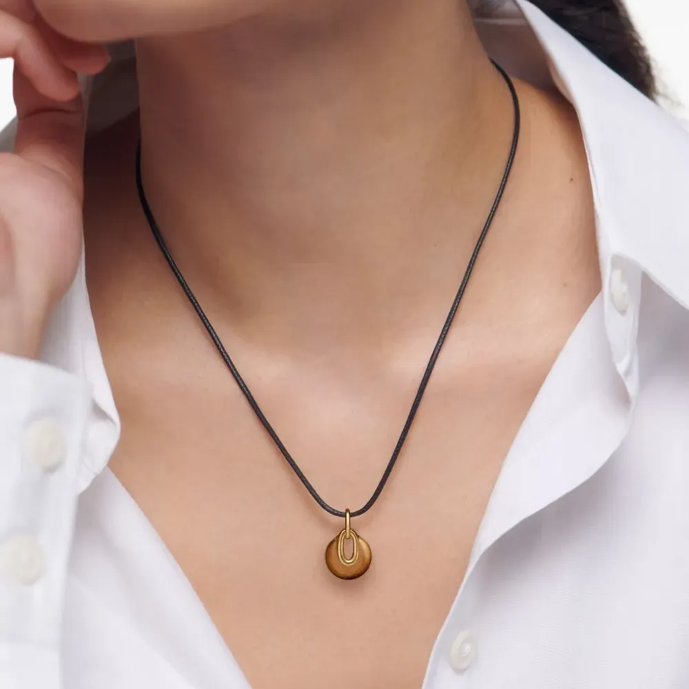 Позолоченная подвеска с тигровым глазом