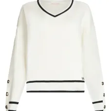 Полосатый свитер с пуговицами