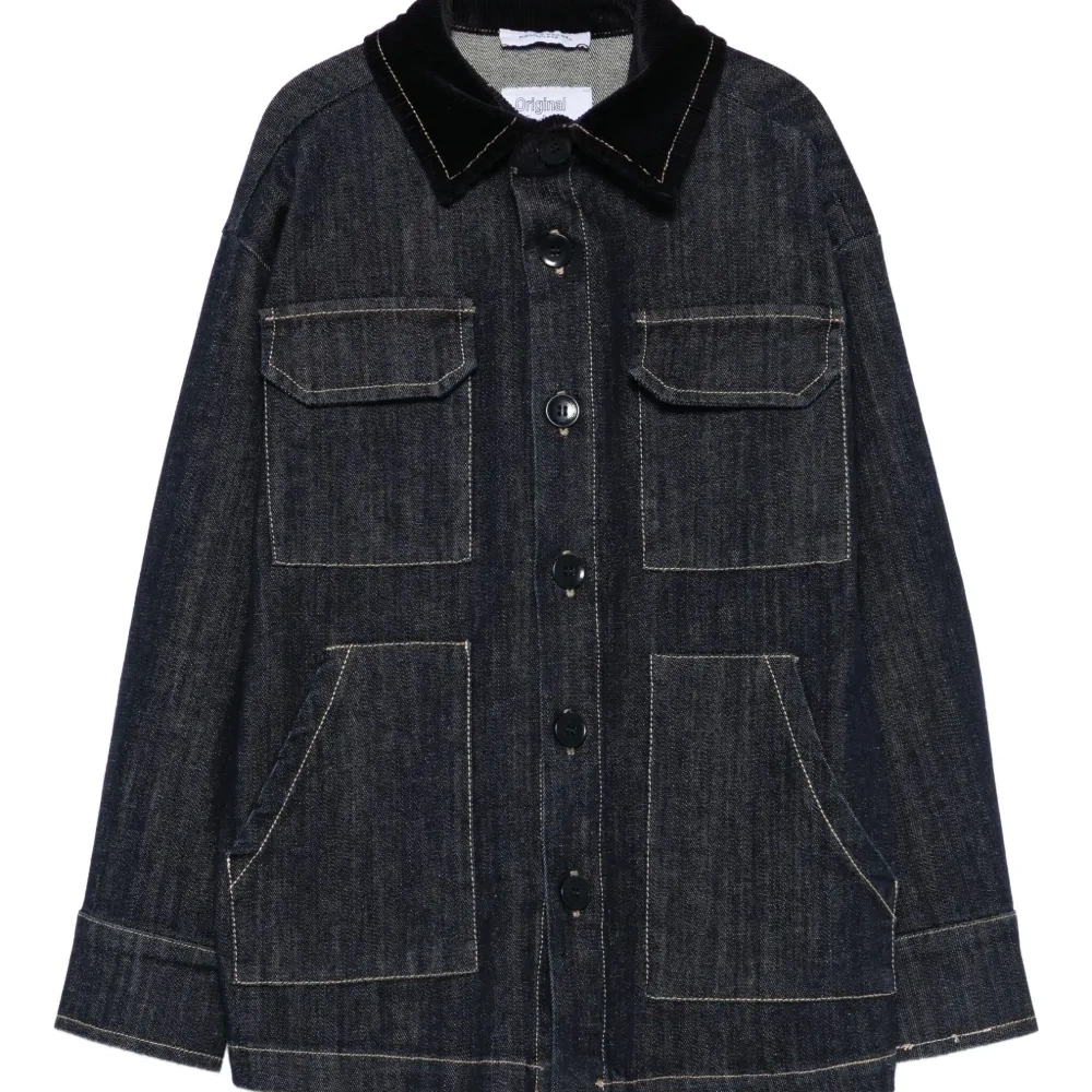 Джинсовая юбка с бархатным воротником