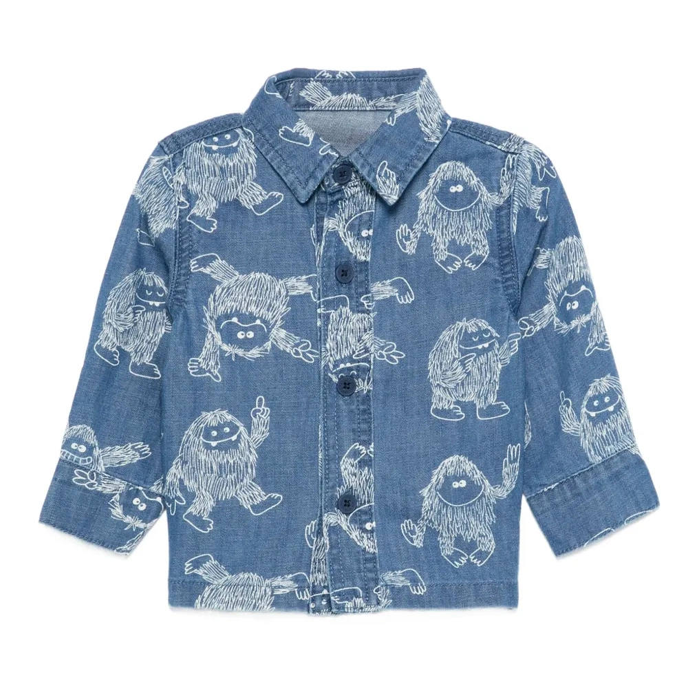 Джинсовая рубашка с принтом