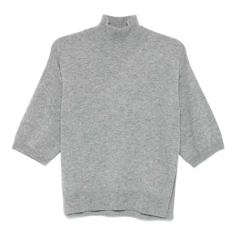 Топ с короткими рукавами и высоким воротником