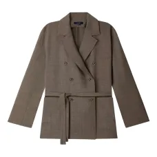 Двубортный шерстяной пиджак с поясом Двубортный шерстяной пиджак с поясом