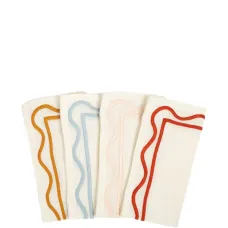 Набор из четырех льняных салфеток с вышивкой