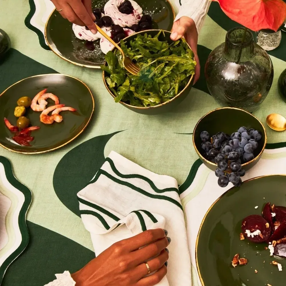 Набор из четырех льняных салфеток с фестонами