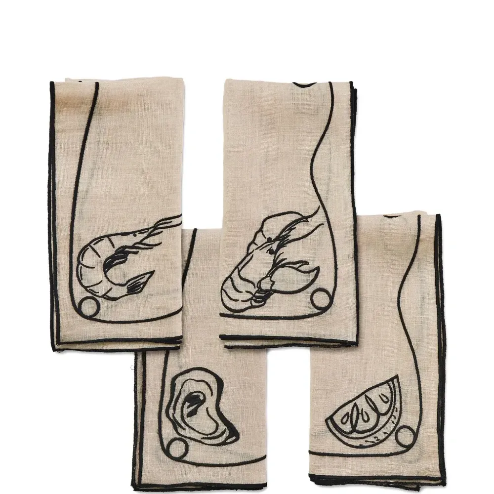 Набор из четырех льняных салфеток