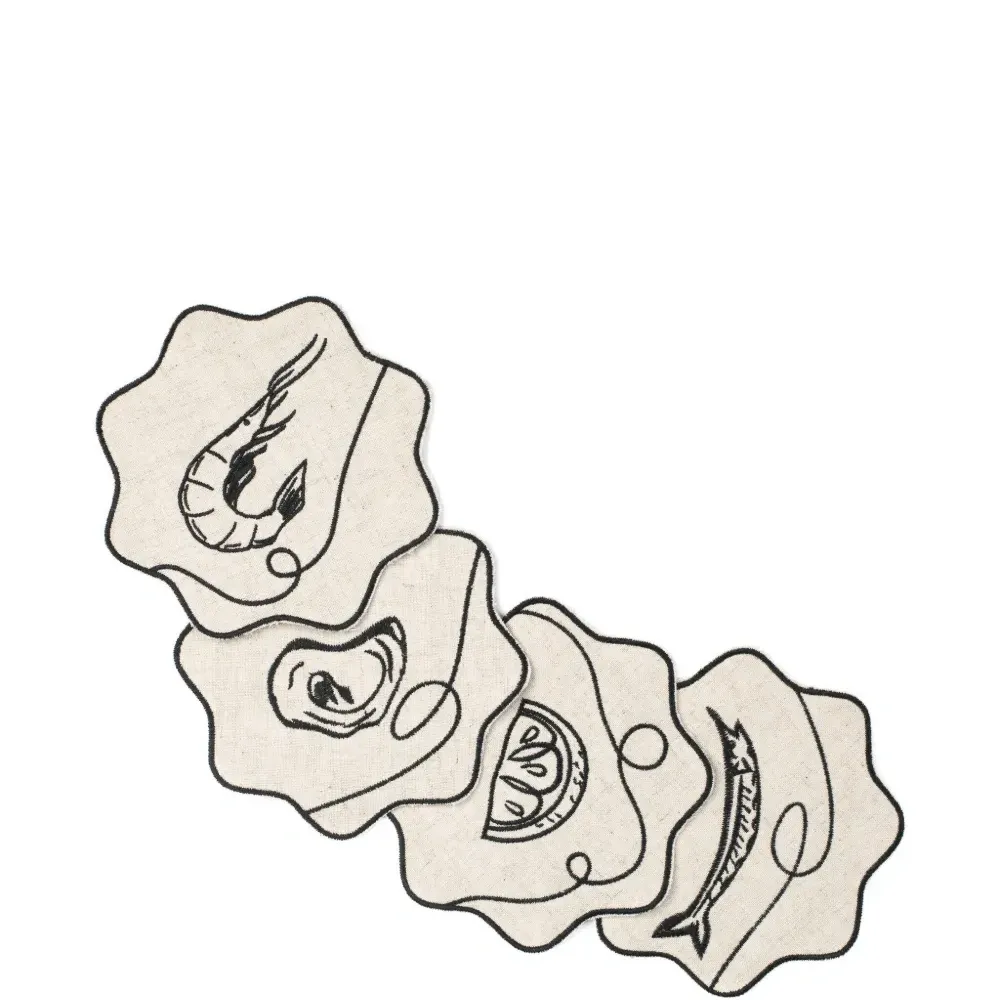 Набор Line Drawing из четырех льняных подставок Набор Line Drawing из четырех льняных подставок