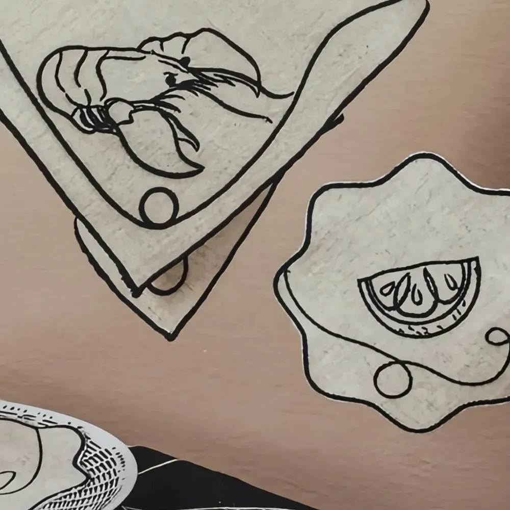 Набор Line Drawing из четырех льняных подставок Набор Line Drawing из четырех льняных подставок