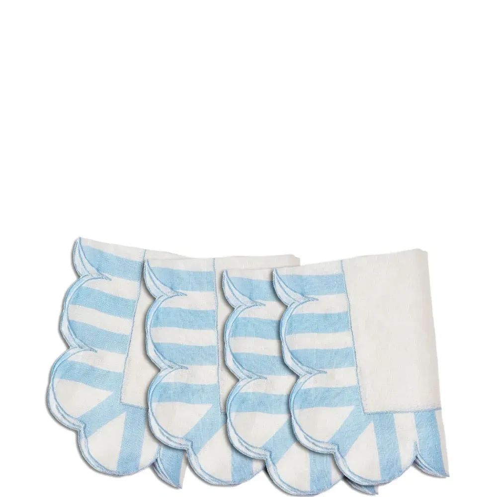 Набор из четырех льняных салфеток с фестонами