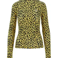 Топ с высоким воротником и леопардовым принтом
