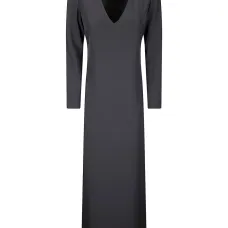 Платье макси с длинными рукавами и V-образным вырезом