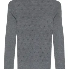 Декорированный шерстяной топ с высоким воротником Декорированный шерстяной топ с высоким воротником