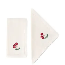 Комплект из шести льняных салфеток с вышивкой Floral Medley