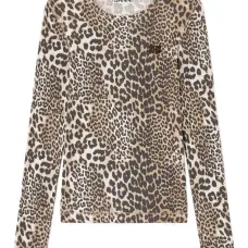 Топ с длинными рукавами и леопардовым принтом