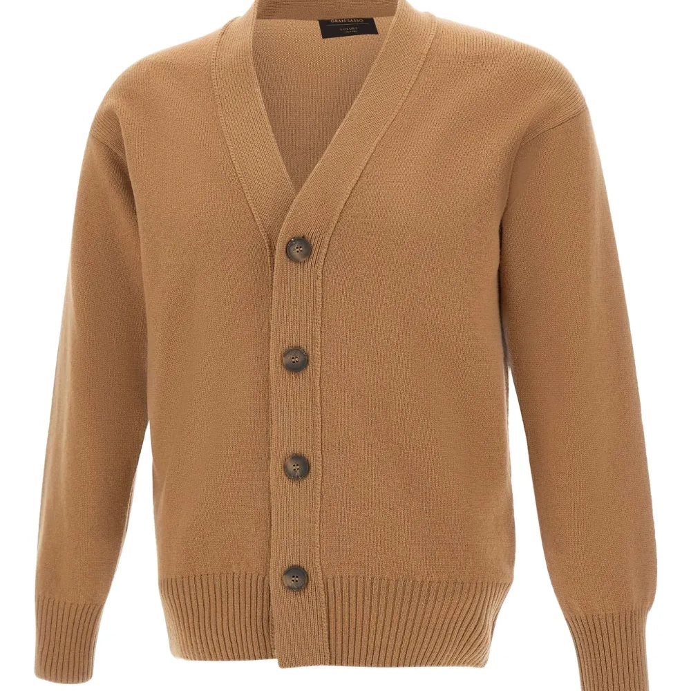 Кардиган с V-образным вырезом и отделкой в рубчик