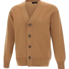 Кардиган с V-образным вырезом и отделкой в рубчик