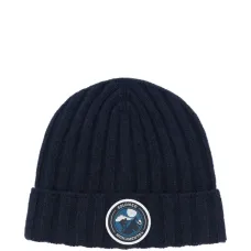 Шапка бини в рубчик с нашивкой-логотипом