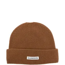 Шапка бини из смесовой шерсти в рубчик