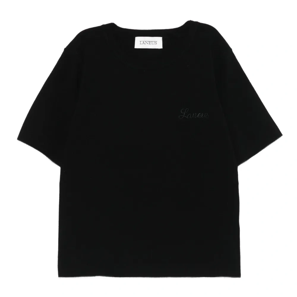 Топ с короткими рукавами и вышитым логотипом