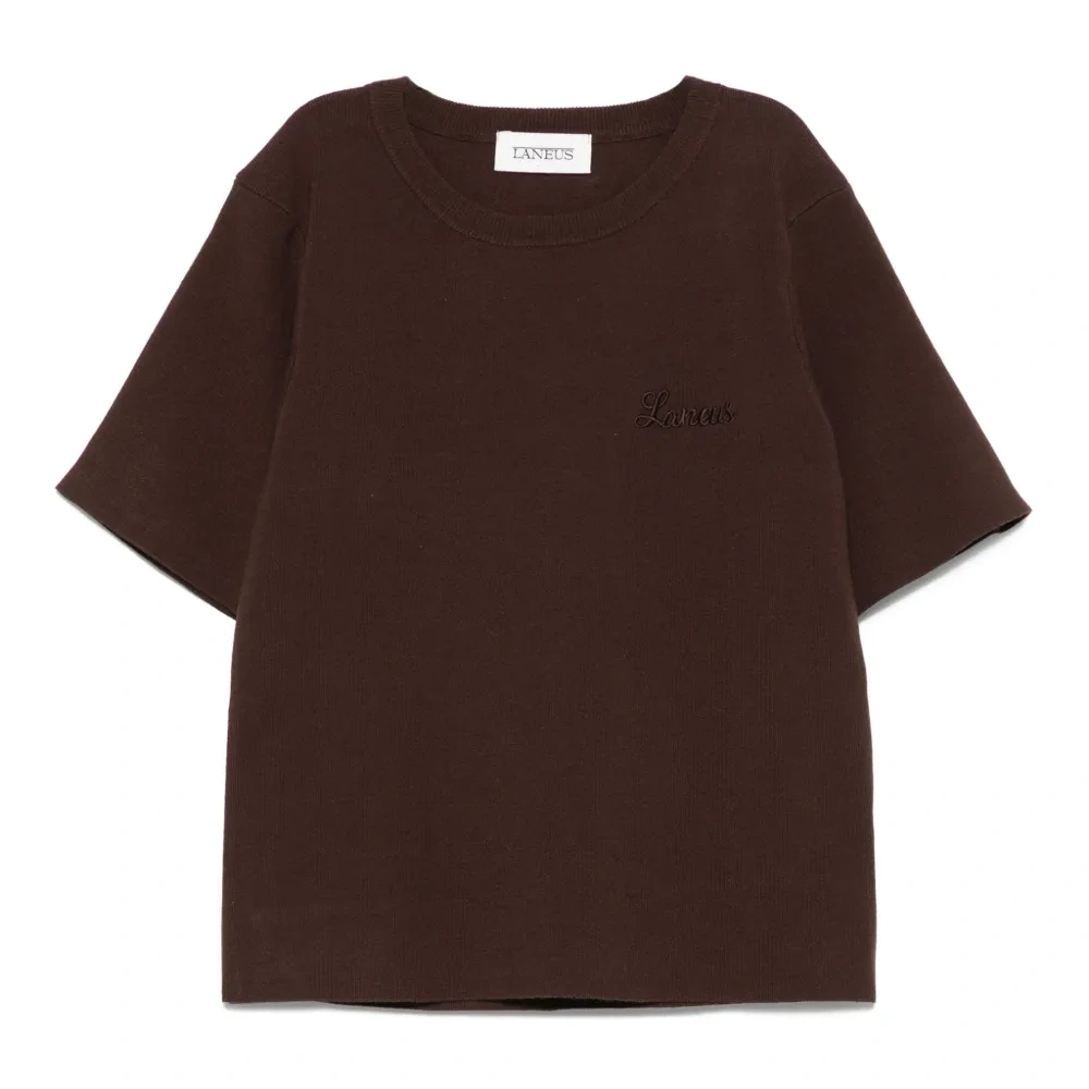 Топ с короткими рукавами и вышитым логотипом