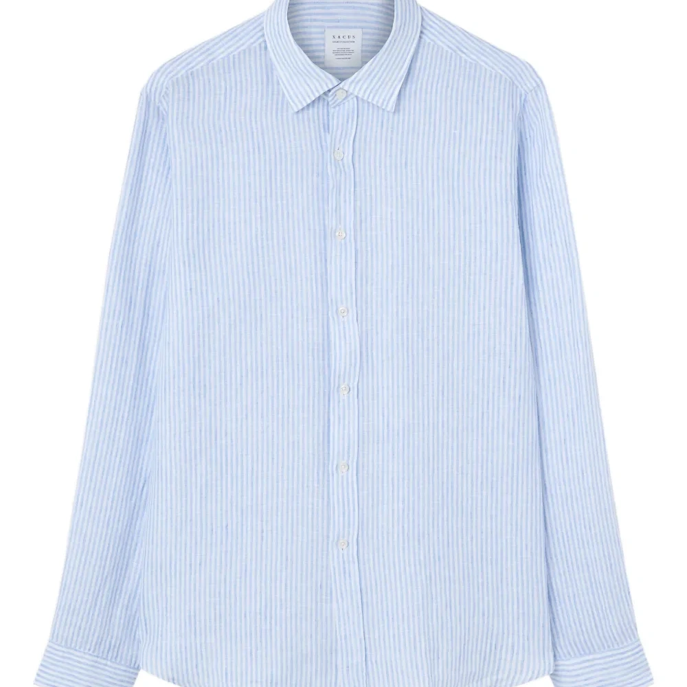 Льняная рубашка в полоску