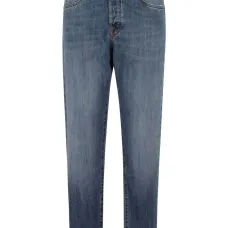 Джинсы с пятью карманами и эффектом потертости