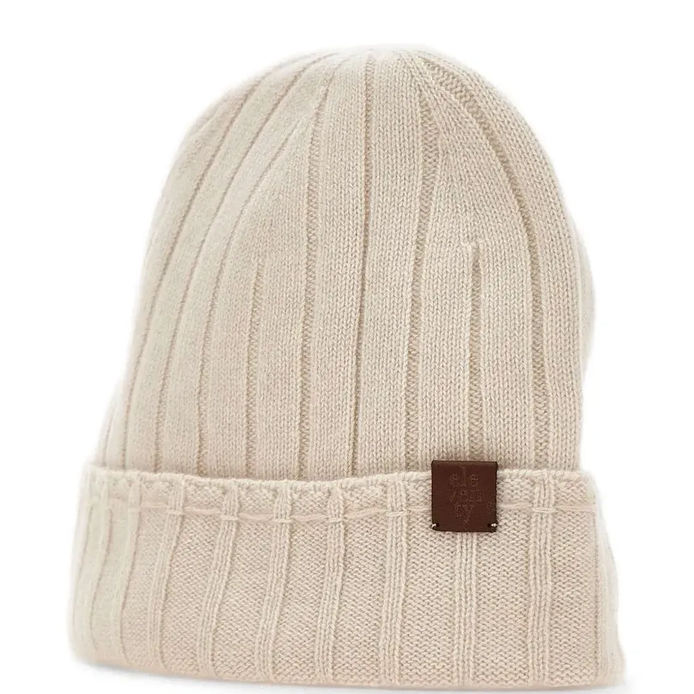 Кашемировая шапка бини в рубчик