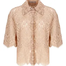 Рубашка с короткими рукавами и кружевным узором