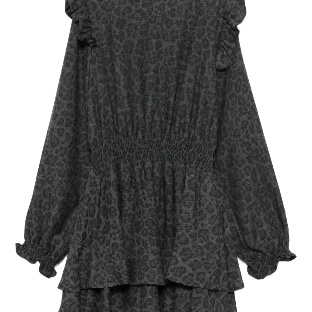 Платье с оборками и леопардовым принтом