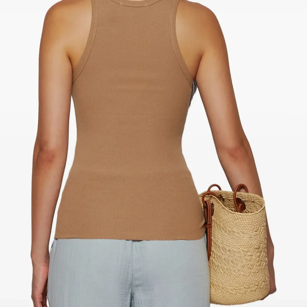 Майка с высоким воротом в рубчик