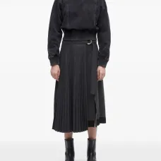 Джинсовое худи с подолом в рубчик