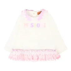 Футболка с оборками и узором шеврон