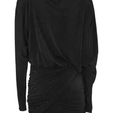 Платье мини с V-образным вырезом и драпировкой Платье мини с V-образным вырезом и драпировкой