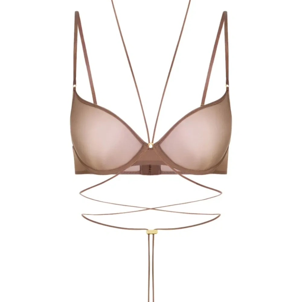 Балконет бюстгальтер с перекрестными бретелями на спине