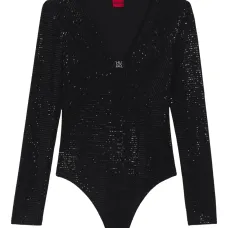 Боди с пайетками и V-образным вырезом