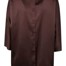 Атласная рубашка с рукавами три четверти Атласная рубашка с рукавами три четверти