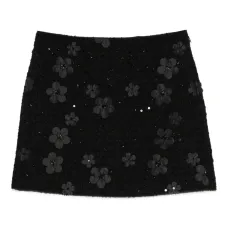 Юбка мини из ткани букле с цветочным декором