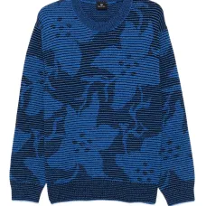 Полосатый свитер с цветочным узором