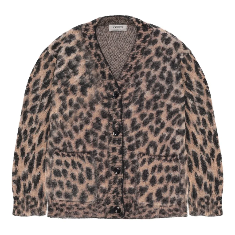 Вязаный кардиган с леопардовым принтом
