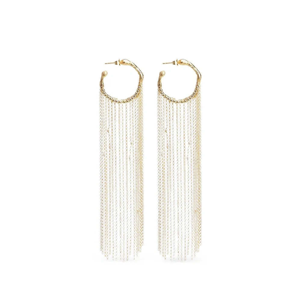 Серьги-кольца с цепочками