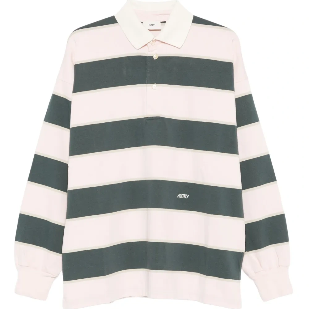 Полосатая рубашка поло с длинными рукавами Полосатая рубашка поло с длинными рукавами