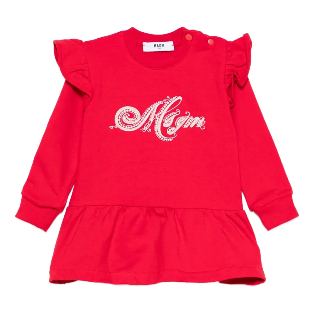 Платье с оборками и вышитым логотипом