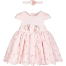 Платье с люверсами и цветочным декором