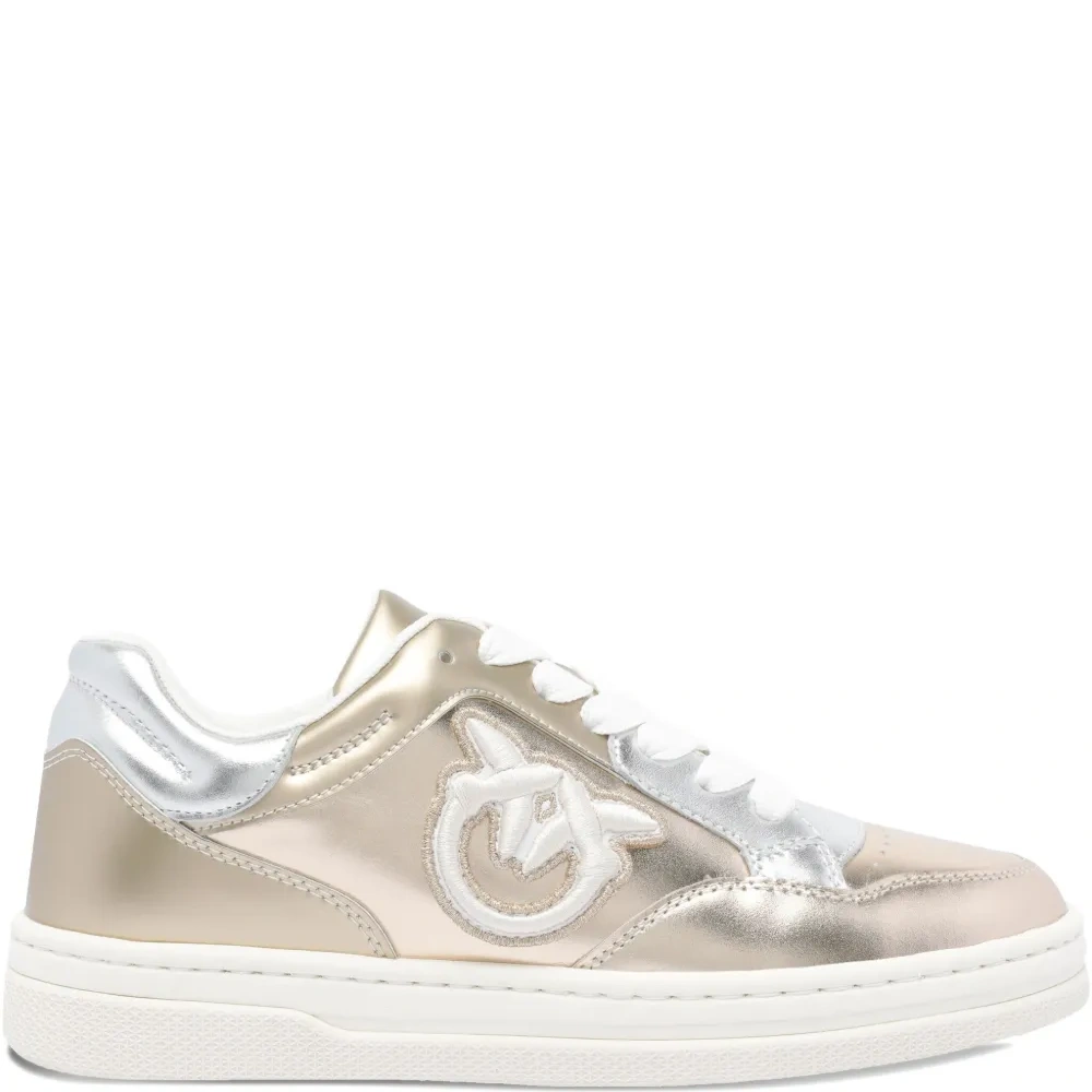 Кроссовки с эффектом металлик и логотипом