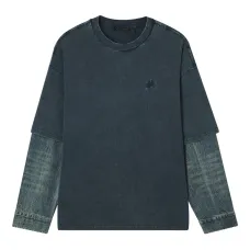 Футболка с джинсовыми рукавами