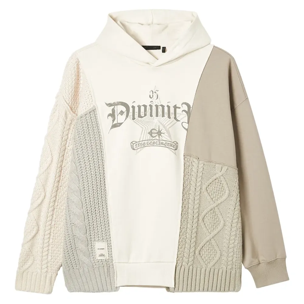 Худи фактурной вязки в технике пэчворк