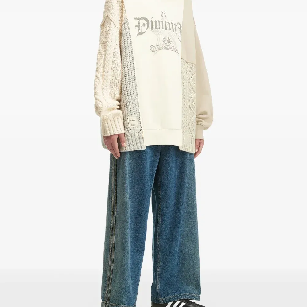 Худи фактурной вязки в технике пэчворк