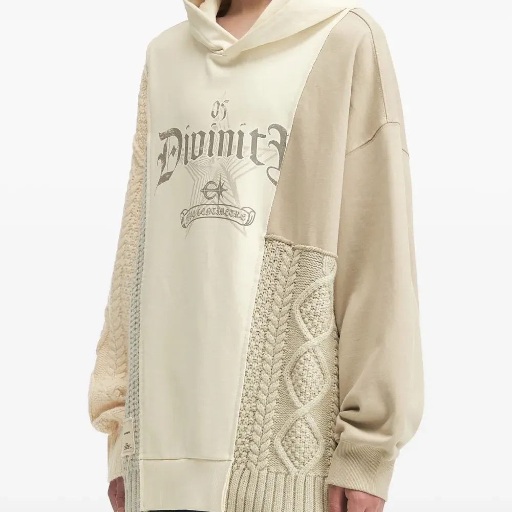 Худи фактурной вязки в технике пэчворк